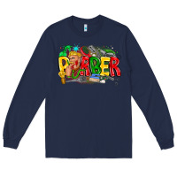 Navy barber Long Sleeve Tee - CowhideDigitalArt