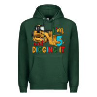 Sports Green i'm 5 and digging it Premium Hoodie - Artiststas