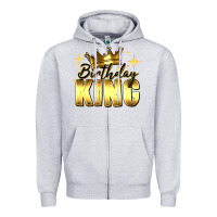 Heather Grey birthday king Zipper Hoodie - RanaPortraitStore