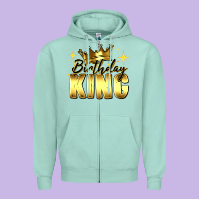Birthday King Zipper Hoodie Designed By Ranaportraitstore