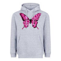 Heather Grey floral pink butterfly Heavyweight Hoodie - Jasminsmagicworld