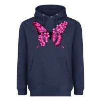 Navy floral pink butterfly Heavyweight Hoodie - Jasminsmagicworld