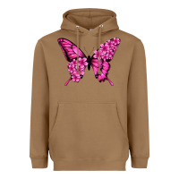Floral Pink Butterfly Heavyweight Hoodie | Teevron