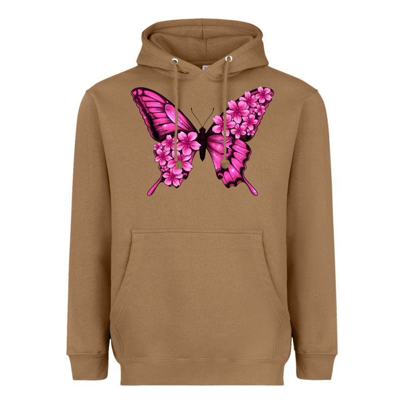 Floral Pink Butterfly Heavyweight Hoodie by Jasminsmagicworld | Teevron