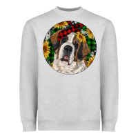 Heather Grey Christmas St. Bernard Heavyweight Sweatshirt - RanaPortraitStore