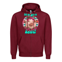 Burgundy bless your heart pig Zipper Hoodie - RanaPortraitStore