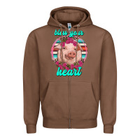 Chestnut bless your heart pig Zipper Hoodie - RanaPortraitStore