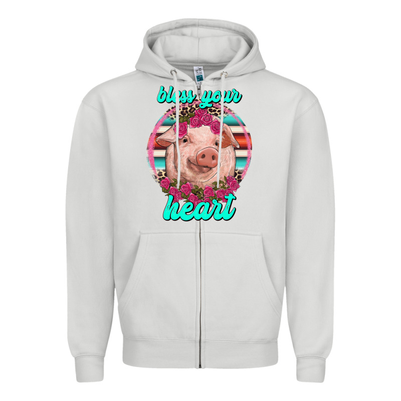 Bless Your Heart Pig Zipper Hoodie by RanaPortraitStore | Teevron