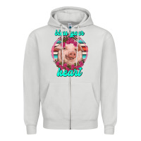 Dove Grey bless your heart pig Zipper Hoodie - RanaPortraitStore