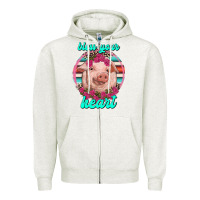 Oatmeal Heather bless your heart pig Zipper Hoodie - RanaPortraitStore