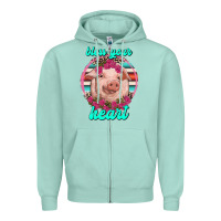 Seafoam bless your heart pig Zipper Hoodie - RanaPortraitStore