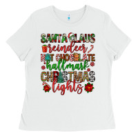 White santa claus reindeer hallmark hot chocolate christ Ladies Tee - FaDigitalArtStudio