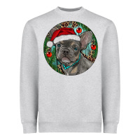 Heather Grey Frenchie Christmas Heavyweight Sweatshirt - RanaPortraitStore