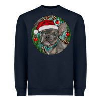 Navy Frenchie Christmas Heavyweight Sweatshirt - RanaPortraitStore