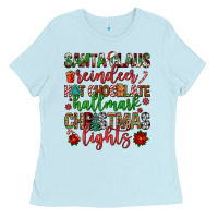 Baby Blue santa claus reindeer hallmark hot chocolate christ Ladies Tee - FaDigitalArtStudio