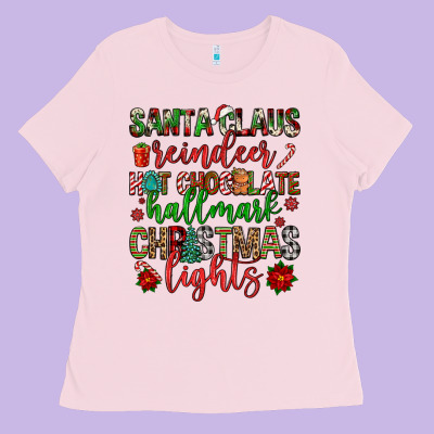 Santa Claus Reindeer Hallmark Hot Chocolate Christ Ladies Tee Designed By Fadigitalartstudio
