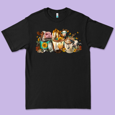 Cows And Coffee Premium Tee Designed By Fadigitalartstudio