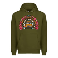 Army Green school bus leopard cowhide rainbow Premium Hoodie - Artiststas