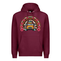 Burgundy school bus leopard cowhide rainbow Premium Hoodie - Artiststas