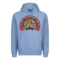 Colony Blue school bus leopard cowhide rainbow Premium Hoodie - Artiststas
