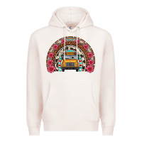 Pale Pink school bus leopard cowhide rainbow Premium Hoodie - Artiststas