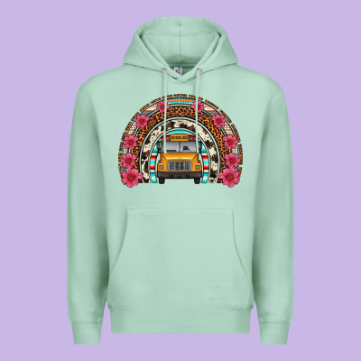 School Bus Leopard Cowhide Rainbow Premium Hoodie Designed By Artiststas