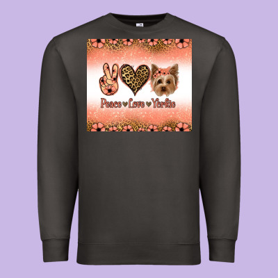Peace Love Yorkie Premium Sweatshirt Designed By Jasminsmagicworld