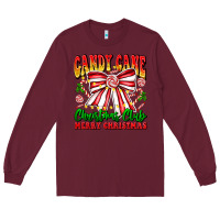 Burgundy Candy Cane Christmas Club Long Sleeve Tee - CowhideDigitalArt