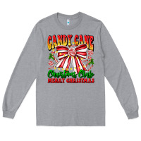 Heather Grey Candy Cane Christmas Club Long Sleeve Tee - CowhideDigitalArt