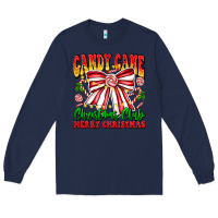 Navy Candy Cane Christmas Club Long Sleeve Tee - CowhideDigitalArt