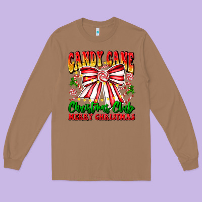 Candy Cane Christmas Club Long Sleeve Tee Designed By Cowhidedigitalart