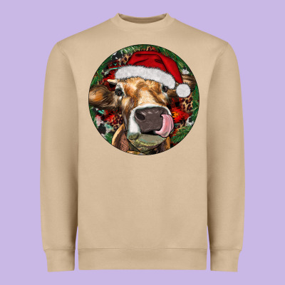 Hereford Cow Christmas Heavyweight Sweatshirt Designed By Ranaportraitstore