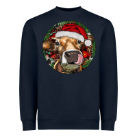 Navy Hereford Cow Christmas Heavyweight Sweatshirt - RanaPortraitStore