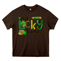Chocolate Brown St. Patrick's One lucky Teacher Heavy Core Tee - OliviaCreatesArt