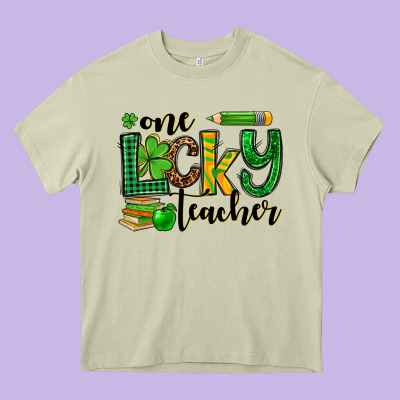 St. Patrick's One Lucky Teacher Heavy Core Tee Designed By Oliviacreatesart