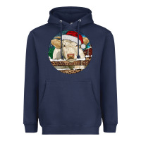 Navy Charolais Cow Christmas Heavyweight Hoodie - RanaPortraitStore