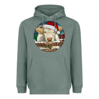 Sage Charolais Cow Christmas Heavyweight Hoodie - RanaPortraitStore