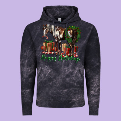 Happy Holidays Mustang Horse Vintage Hoodie Designed By Lillyallendesigns