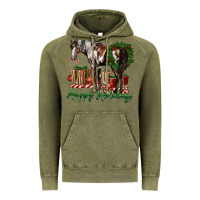 Vintage Olive happy holidays mustang horse Vintage Hoodie - LillyAllenDesigns