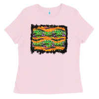 Bubblegum Pink Halloween Skull Background Ladies Tee - BundleAndBundleShop