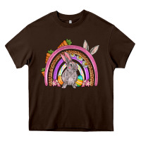 Chocolate Brown Easter rainbow Heavy Core Tee - OliviaCreatesArt