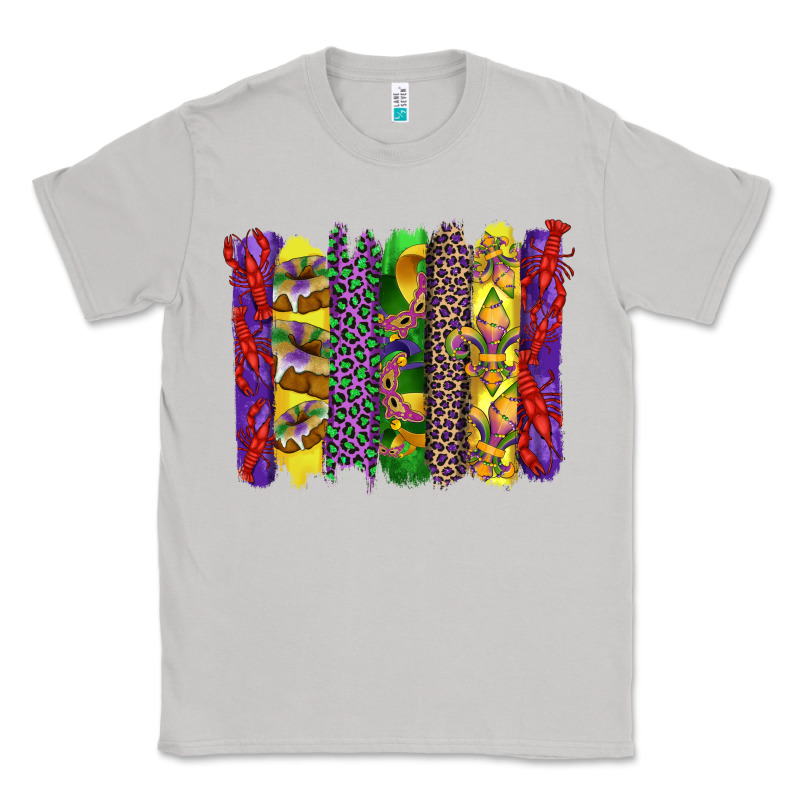 Mardi Gras Crawfish Cake And Mask With Leopar And Fleur De Lis Brushst Classic Tee by Artiststas | Teevron