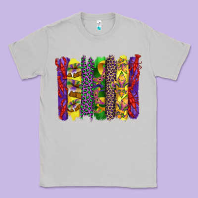 Mardi Gras Crawfish Cake And Mask With Leopar And Fleur De Lis Brushst Classic Tee Designed By Artiststas