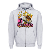 Heather Grey counting my blessings afro hands Zipper Hoodie - RanaPortraitStore