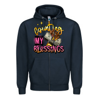 Navy counting my blessings afro hands Zipper Hoodie - RanaPortraitStore