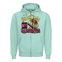 Seafoam counting my blessings afro hands Zipper Hoodie - RanaPortraitStore