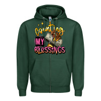 Sports Green counting my blessings afro hands Zipper Hoodie - RanaPortraitStore