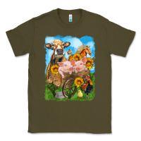 Army Green farm animals wagon olivia Classic Tee - OliviaCreatesArt