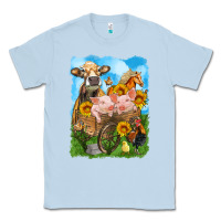 Dusty Blue farm animals wagon olivia Classic Tee - OliviaCreatesArt