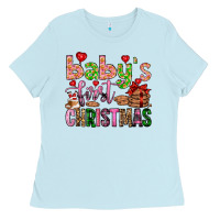 Baby Blue baby's first christmas Ladies Tee - FaDigitalArtStudio